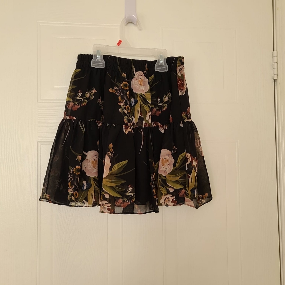 Garage Floral Skirt Black XS